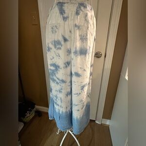 Light Blue and White Tie-Dye Wide Leg Pants